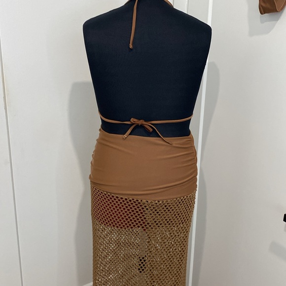 NWOT Trendy Tribal Print Halter Bikini Set - High Cut Hollow Out 3-Piece |Size L - Picture 11 of 13